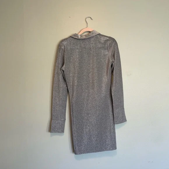 Silver Ruched Button-Up Dress - Picture 2 of 3